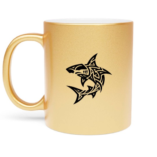 Tribal Hammerhead Shark Style Diver Fan Tattoo Metallic Mugs