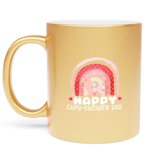 Comfort Colors Capybara Valentines Day Cute Funny Metallic Mugs
