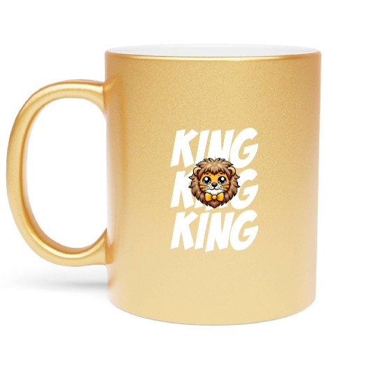 Cute Kawai Lion King Design - Kawai Lion Art Metallic Mugs