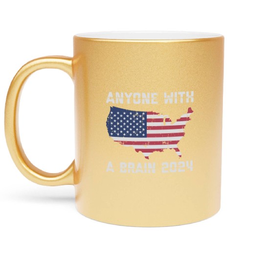 2024 Brain Vote Democracy Anti-Trump Metallic Mugs