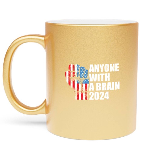 2024 Brain Vote Democracy Anti-Trump Metallic Mugs