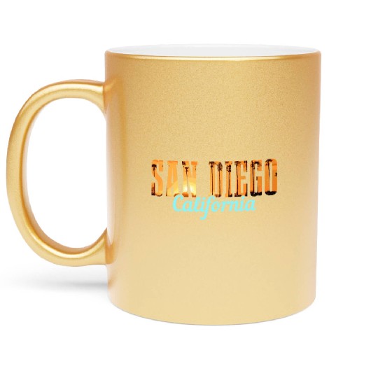 San Diego California Vintage Souvenir Metallic Mugs