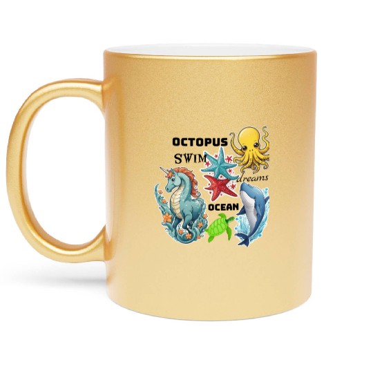 Deep ocean life Metallic Mugs
