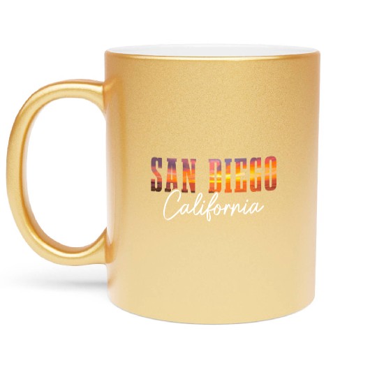 San Diego California Vintage Souvenir Metallic Mugs