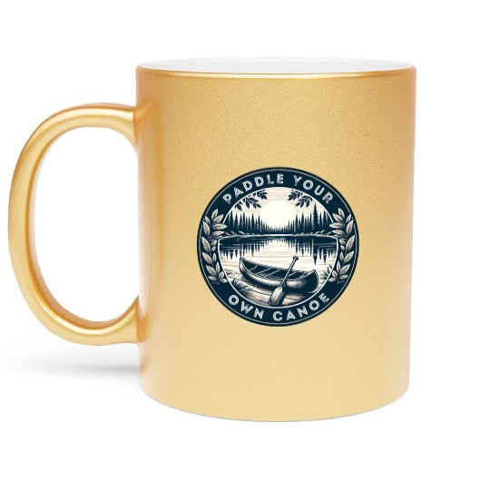 Solo Canoe Journey Lake Metallic Mugs