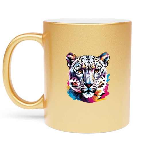 Snow leopard Metallic Mugs