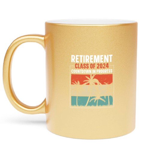 2024 Retirement Countdown Beach Metallic Mugs