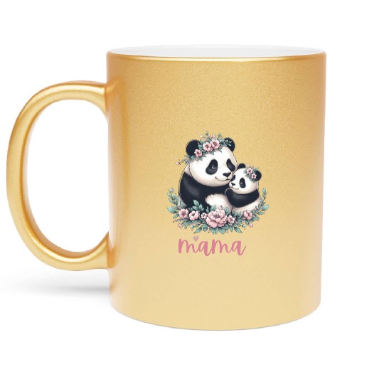 Panda Lover I Mama Panda And Cub Mother's Day Metallic Mugs