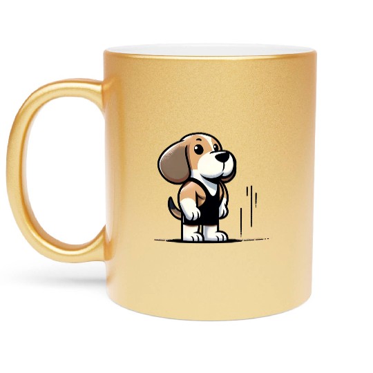 Beagle Buff: Hitting the Gym in Style Metallic Mugs