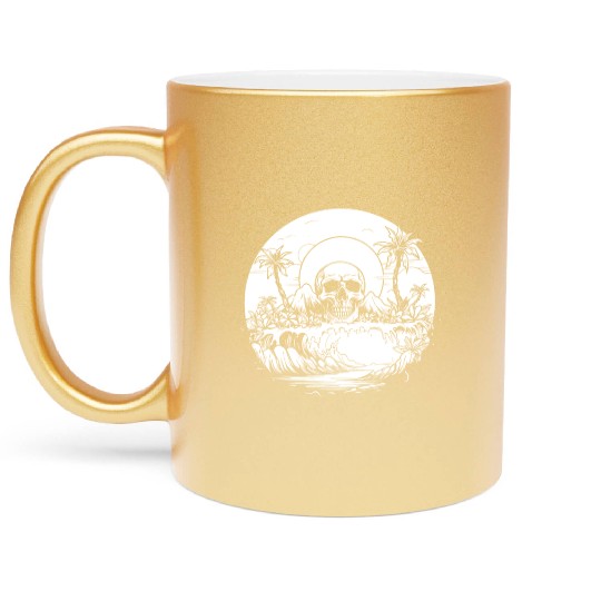 Surfing Surfer Sunset Skull Nature Metallic Mugs
