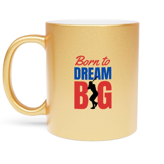 Red and Blue baseball Typography Metallic Mugs 2