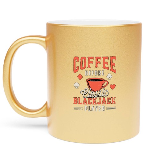 Classic Blackjack Coffee Card Player Coffee Lover Metallic Mugs