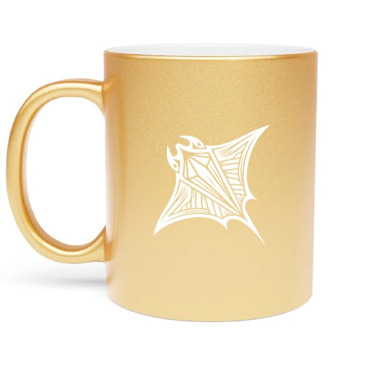 Tribal Manta Ray Tattoo In Underwater Flight Metallic Mugs