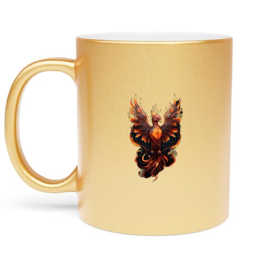 Fiery Phoenix Tattoo Design - Flight of Rebirth Metallic Mugs