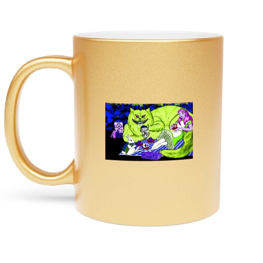 Alice in Picnic land Black (Light Version) Metallic Mugs