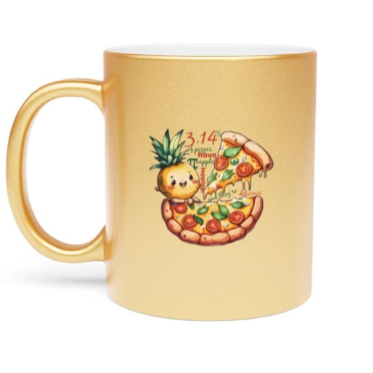 pi day math Pineapple pizza Toppings Metallic Mugs