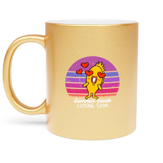 Happy fish Summer break coming soon toddler Metallic Mugs