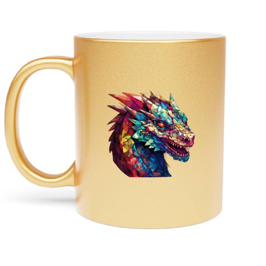 Cerulean Coil: The Stained Glass Dragon Metallic Mugs