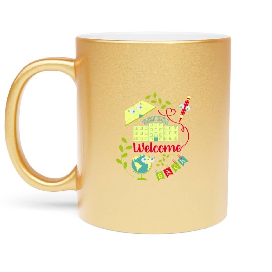 Welcoming banner Back To School pupils & teachers! Metallic Mugs
