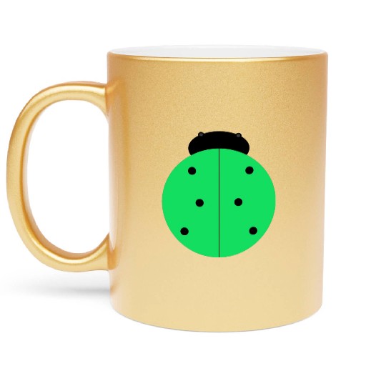green ladybug Metallic Mugs