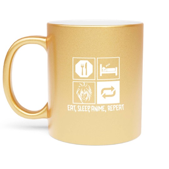 Eat Sleep Anime Repeat Metallic Mugs