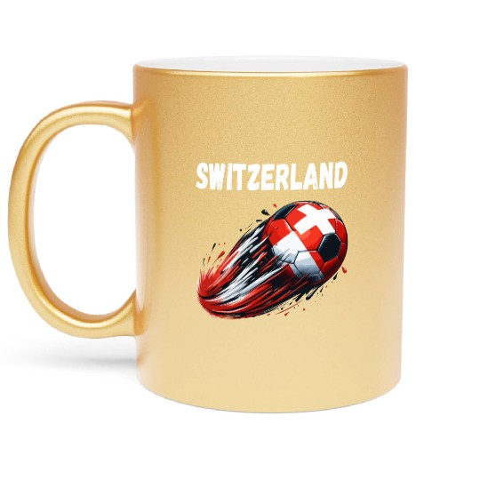 Switzerland Footballgraphic illustrationsoccer mot Metallic Mugs