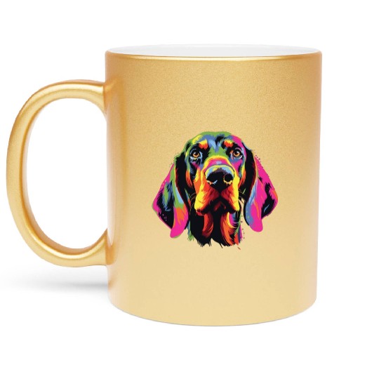 Watercolor Colorful Black And Tan Coonhound Metallic Mugs