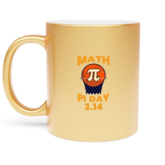 Hoops for Pi Day Mathematics and Basketball Fusion Metallic Mugs