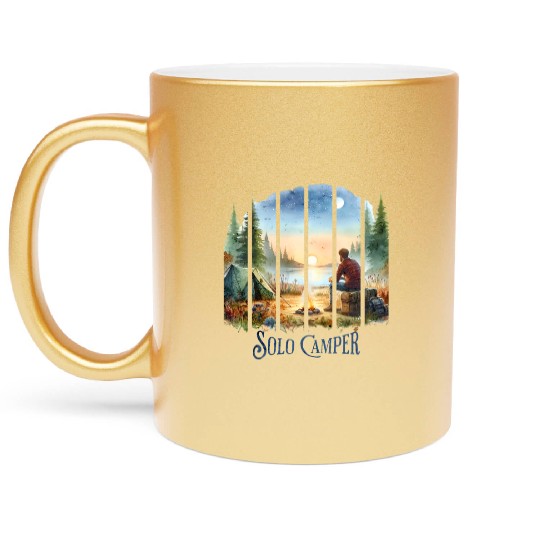 Camping Alone Solo Camper Metallic Mugs
