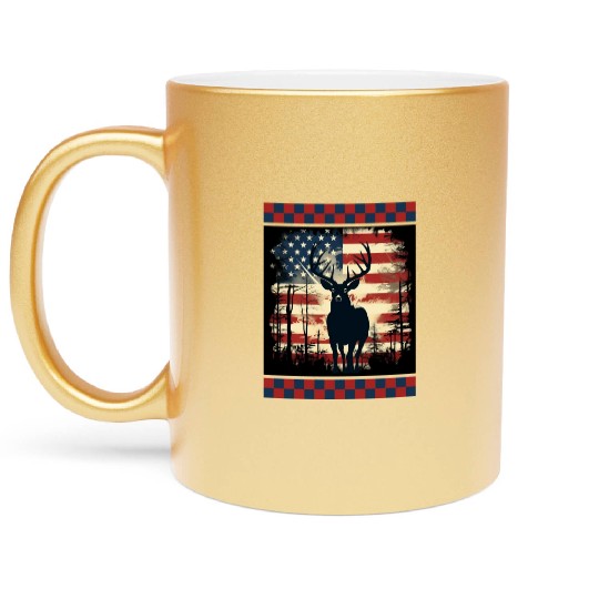 Ripped American Flag Woodland Camo Underlayer Metallic Mugs