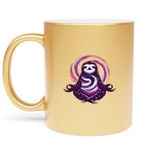 Meditating Sloth - Become One with the chill Metallic Mugs