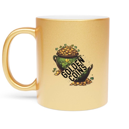 Golden coins, st patricks day Metallic Mugs