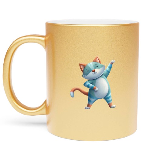 Funny Cat Dabbing A Hilarious Dance Design Metallic Mugs