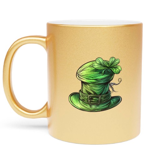 St Patrick Irish Green Hat Metallic Mugs