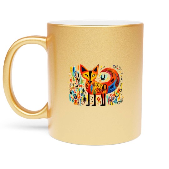 Abstract Fox pop art Metallic Mugs