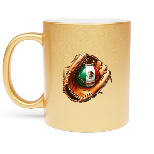 Mexico flag baseball design Metallic Mugs
