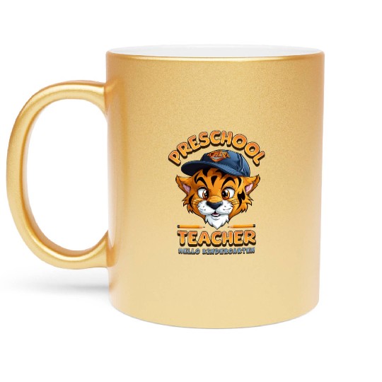 Preschool Teacher Hello Kindergarten Metallic Mugs