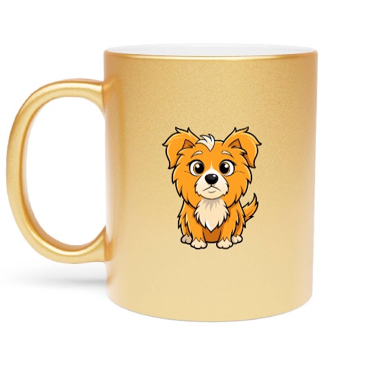 Curious Tibetan Spaniel Digital Art Metallic Mugs