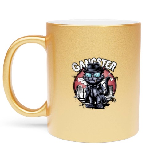 cat gangster Metallic Mugs