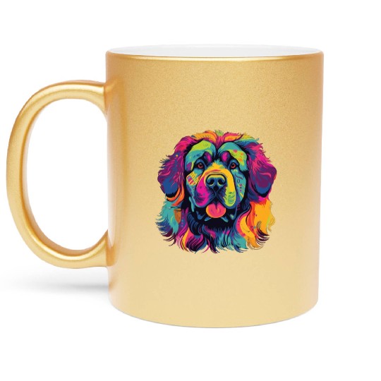 Watercolor Colorful Tibetan Mastiff Metallic Mugs