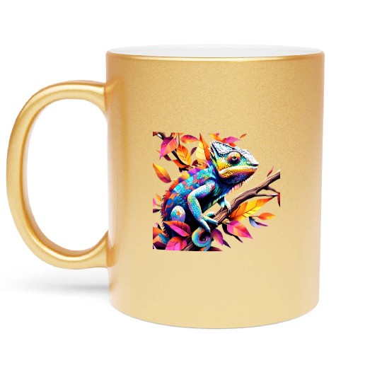"Kaleidoscopic Chameleon Serenity" Metallic Mugs