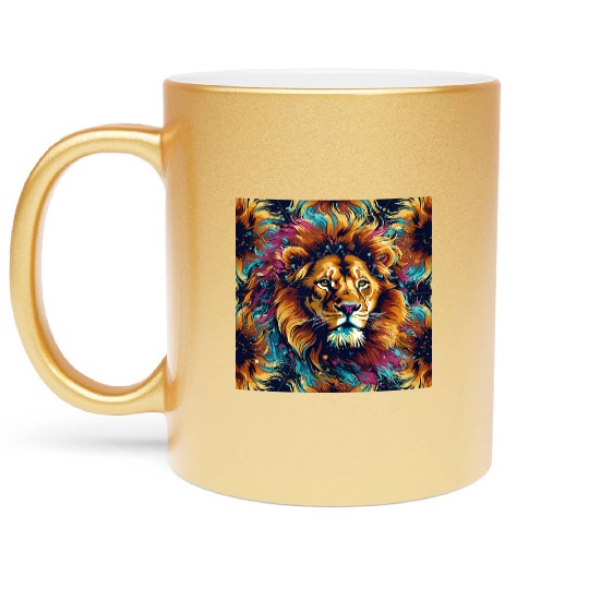 Masterpieces of the lion of the jungle Metallic Mugs