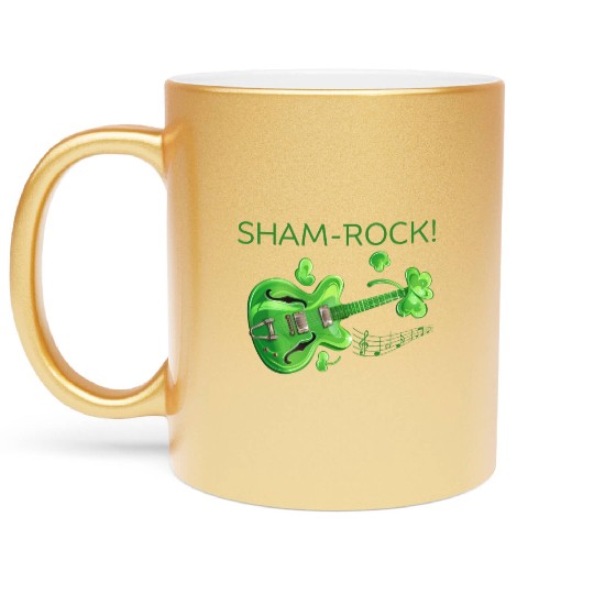 Funny St Patrick's Day Design - Sham-rock guitar Metallic Mugs