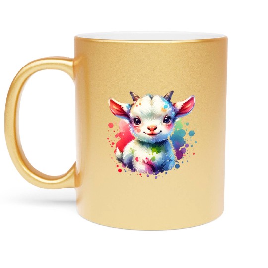 Cute Goat Lover Farm Animal Lamb Enthusiast Design Metallic Mugs