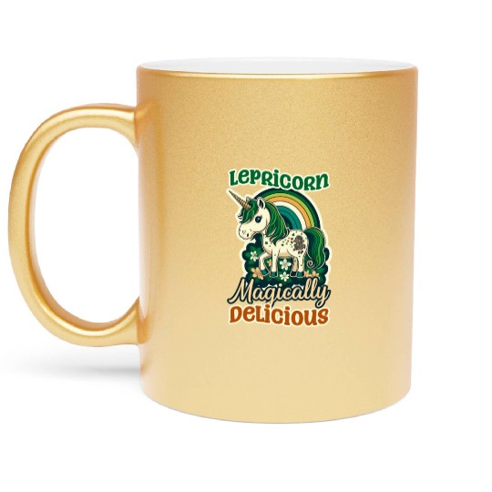 Irish Unicorn St Patricks Lepricorn Delicious Metallic Mugs