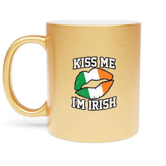 KISS ME IM IRISH ST PATRICKS DAY Metallic Mugs