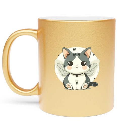 Kawaii Cat-Butterfly Metallic Mugs