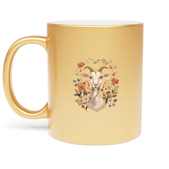 Goat Flowers Farmer Gift Metallic Mugs