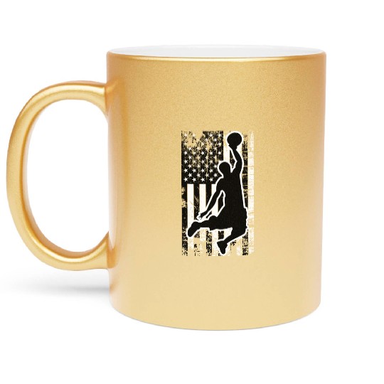 US Flag Basketball Metallic Mugs