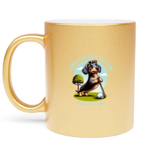 Cute Teckel Dog lovers and Golf players Metallic Mugs